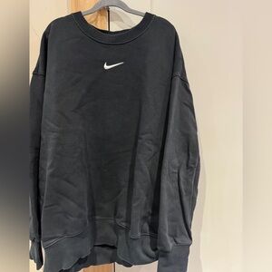Nike Women's Black Crewneck Sweatshirt with White Swoosh